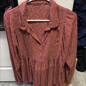 Lucky Brand Dusty Rose Floral Blouse